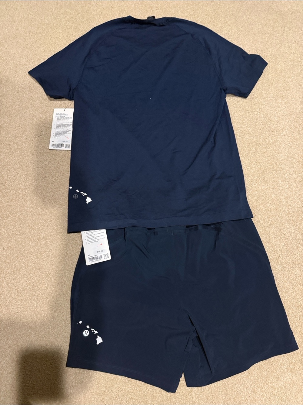 Lululemon Men's Navy Hawaii Exclusive Shorts and Tshirt